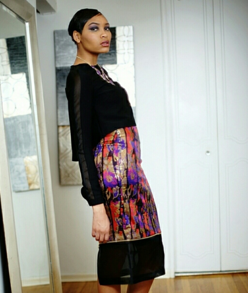 Niche-Elle NY Multi-colored Brocade Pencil Skirt